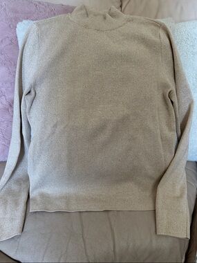 Marled Beige Mock Neck Sweater